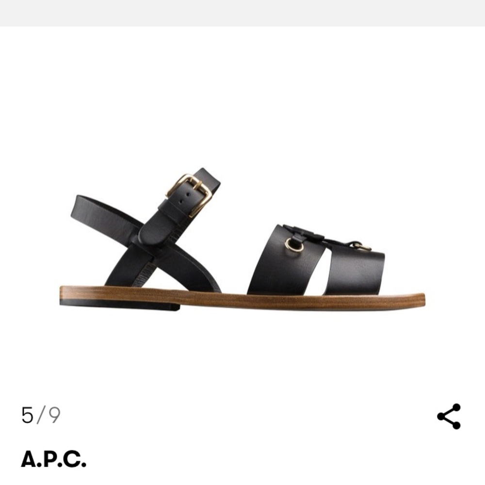 NWT A.P.C. Black Leather Buckle Sandals. Size 36.